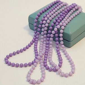 PRETTY Extra Long Strands of Faux Pearls Necklace Lilac Purple Lavender POP OVER